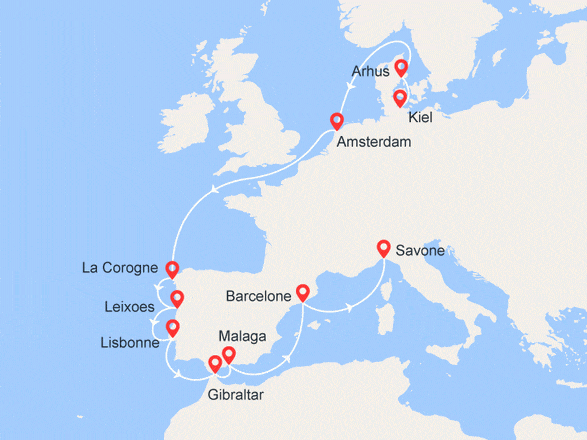 itinéraire croisière Méditerranée : Route vers le Sud : De Kiel à Nice