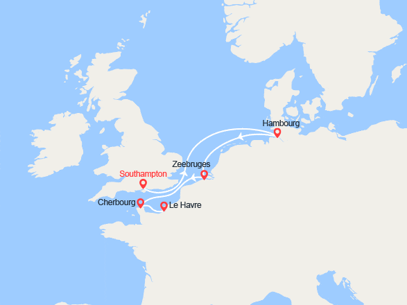 itinéraire croisière Europe du Nord : Royaume-Uni, Allemagne, Belgique, France