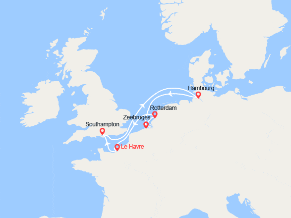 itinéraire croisière Europe du Nord : Royaume-Uni, Allemagne, Belgique, Pays-Bas
