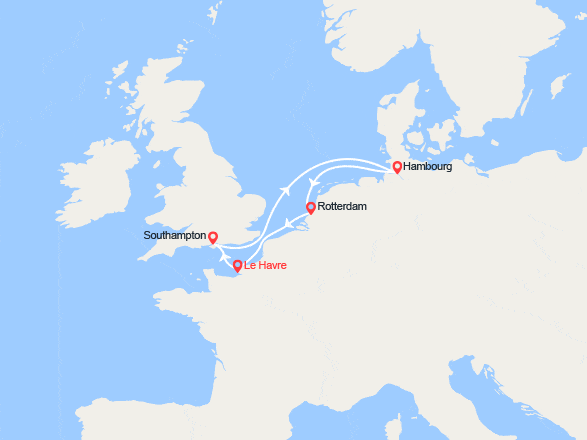 itinéraire croisière Europe du Nord : Royaume-Uni, Allemagne, Pays-Bas, France