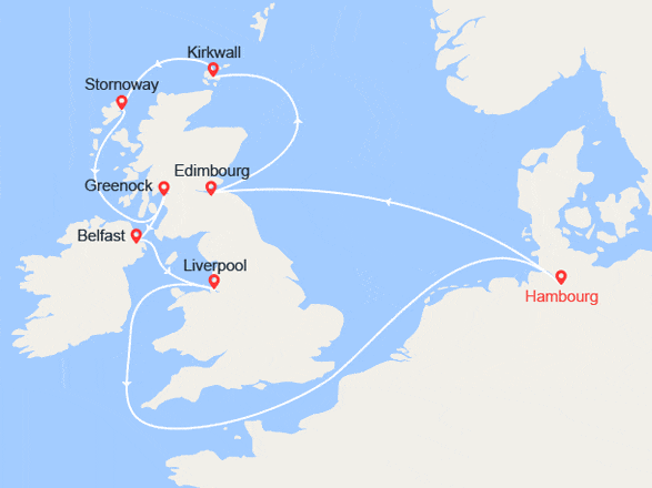 itin&eacute;raire croisi&egrave;re Iles Britanniques : Royaume-Uni, Écosse, Irlande du Nord 