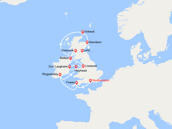 itin&eacute;raire croisi&egrave;re Europe du Nord : Royaume-Uni, Irlande, Écosse 