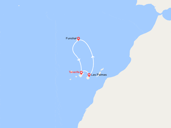 itin&eacute;raire croisi&egrave;re Méditerranée Occidentale : Santa Cruz de Tenerife, Las Palmas, Funchal 