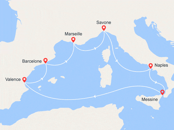itinéraire croisière Méditerranée : Saveurs Méditerranéennes : France, Italie, Espagne