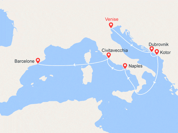 itinéraire croisière Méditerranée : Secrets italiens : Croatie, Italie, Monténégro, Espagne