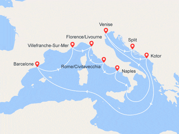 itinéraire croisière Croatie/Adriatique : Secrets Italiens, Croatie et Monténégro