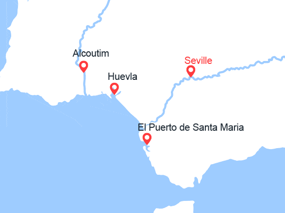itin&eacute;raire croisi&egrave;re Guadalquivir : Séville, berceau de l'Andalousie, Huelva, sur les pas de Christophe Colomb et le charme typique de Cadix (SXH_PP) 