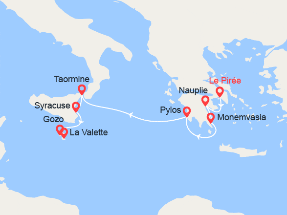 itinéraire croisière Méditerranée : Sicile & Grèce