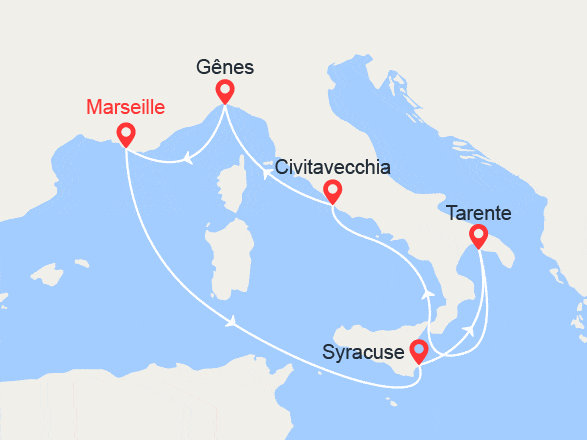 itinéraire croisière Méditerranée : Sicile & Italie