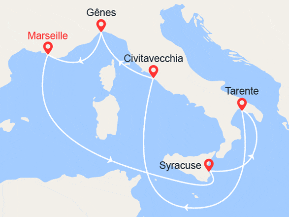itinéraire croisière Méditerranée : Sicile & Italie 