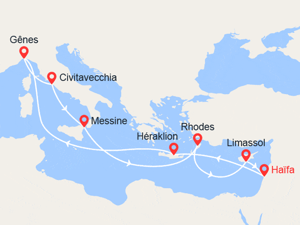 itinéraire croisière Méditerranée : Sicile, Iles grecques, Chypre, Israel