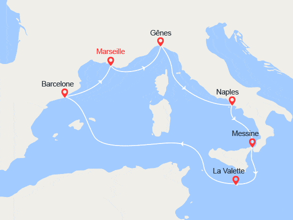 itinéraire croisière Méditerranée : Sicile, Malte, Espagne...