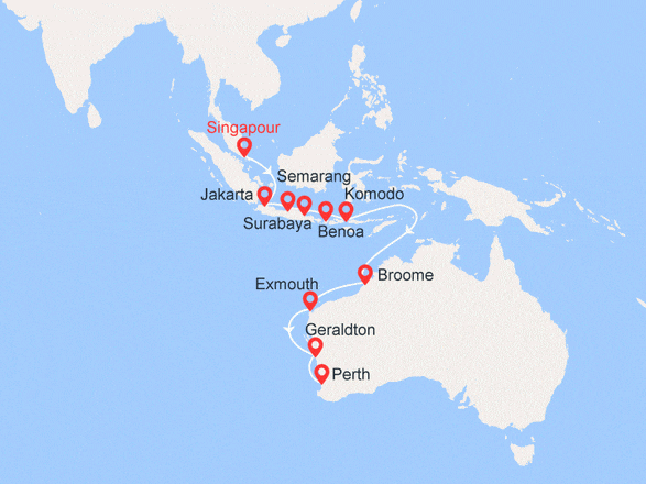 itinéraire croisière Asie - Australie : Singapour, Indonésie, Australie