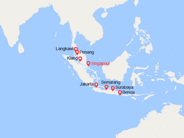 itin&eacute;raire croisi&egrave;re Asie : Singapour, Malaisie, Indonésie 