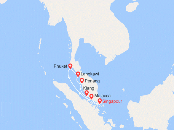 itinéraire croisière Asie : Singapour, Malaisie, Thaïlande