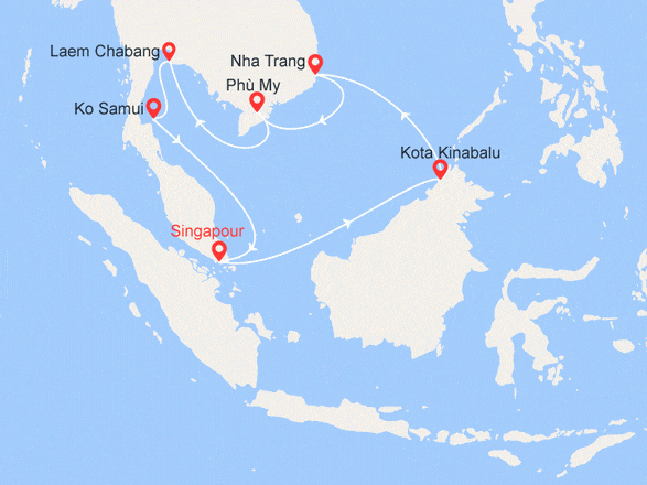itinéraire croisière Asie : Singapour, Malaisie, Vietnam et Thaïlande