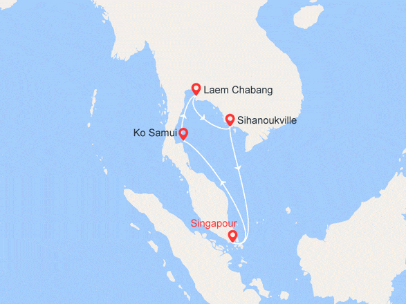 itinéraire croisière Asie : Singapour, Thaïlande, Cambodge