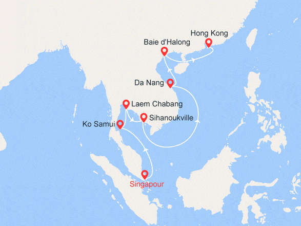 itinéraire croisière Asie : Singapour, Thaïlande, Cambodge, Vietnam, Chine
