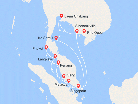 itinéraire croisière Asie : Singapour, Thaïlande, Malaisie