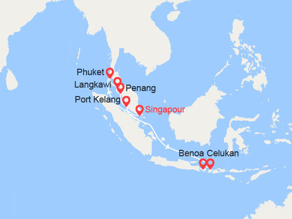 itin&eacute;raire croisi&egrave;re Asie : Singapour, Thaïlande, Malaisie, Indonésie 