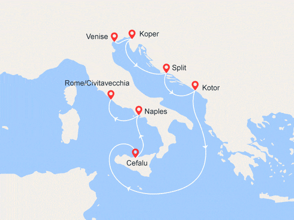 itinéraire croisière Croatie/Adriatique - Croatie/Adriatique : Slovénie, Croatie, Corfou, Italie