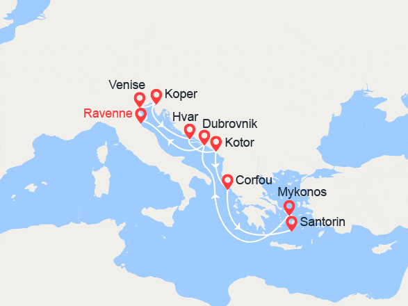 itinéraire croisière Croatie/Adriatique : Slovénie, Croatie, Monténégro, Iles Grecques