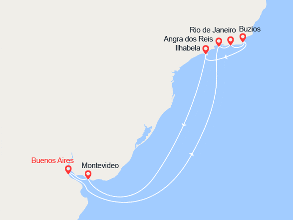 itinéraire croisière Amérique du Sud : Soleil de Rio et Tango Argentin