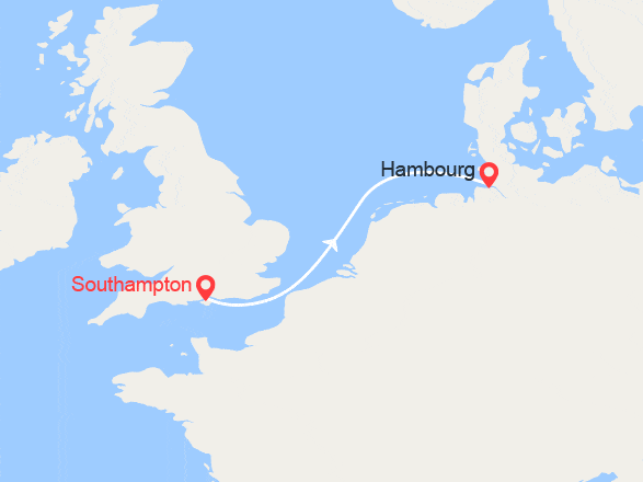 itinéraire croisière Europe du Nord : Southampton,Hambourg