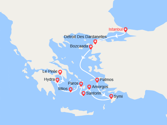 itinéraire croisière Méditerranée Orientale : Splendeurs antiques de mer Égée