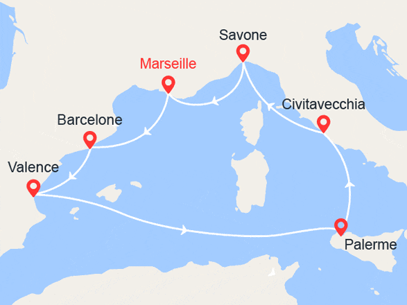 itinéraire croisière Méditerranée : Splendeurs de la Méditerranée