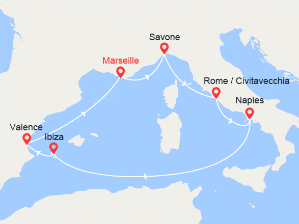 itinéraire croisière Méditerranée : Splendeurs de la Méditerranée