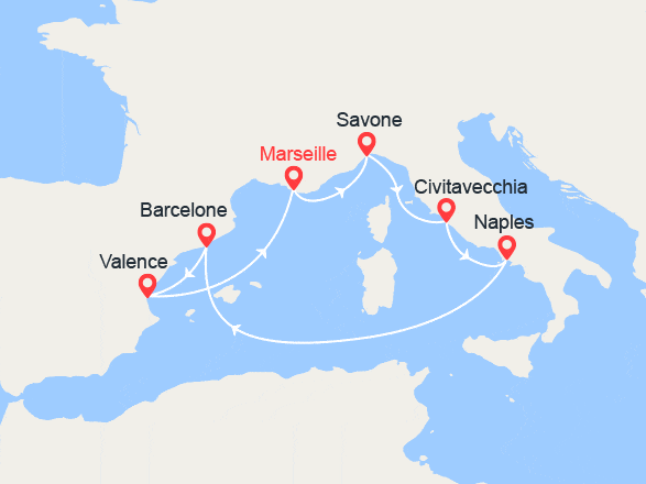itinéraire croisière Méditerranée : Splendeurs de la Méditerranée: Italie et Espagne