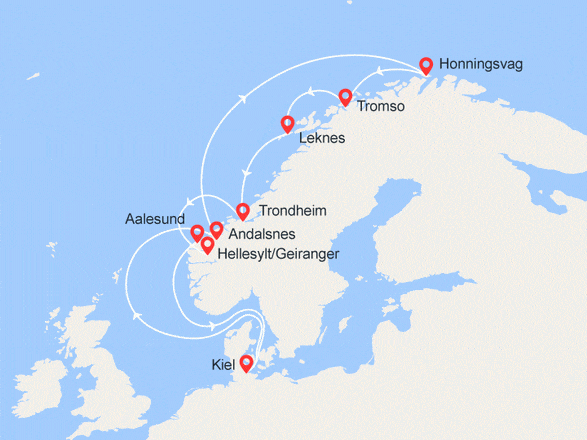 itinéraire croisière Fjords : Splendeurs de Norvège