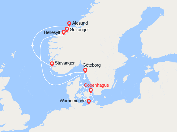 itinéraire croisière Europe du Nord - Fjords : Splendeurs de Norvège