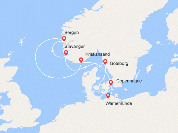 itinéraire croisière Fjords : Splendeurs du Nord : Norvège, Suède, Allemagne, Danemark