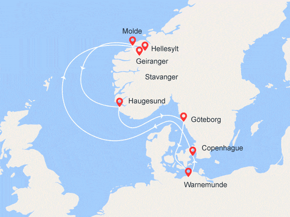 itinéraire croisière Fjords : Splendeurs du Nord : Norvège, Suède, Allemagne, Danemark