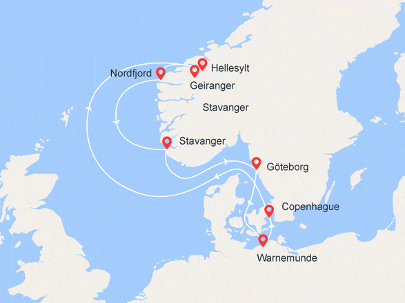 itinéraire croisière Fjords : Splendeurs du Nord : Norvège, Suède, Allemagne, Danemark