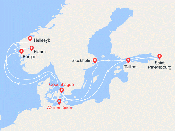 itinéraire croisière Fjords - Fjords : Splendeurs Norvégiennes et Capitales de la Baltique