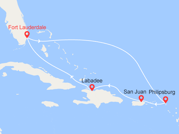 itinéraire croisière Caraïbes et Antilles : St.Martin, Porto Rico, Haïti