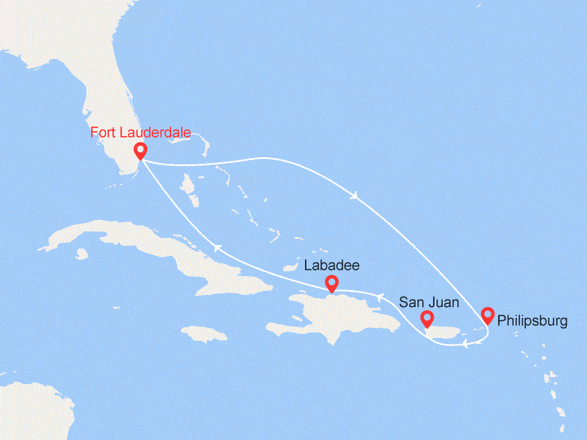 itinéraire croisière Caraïbes et Antilles : St.Martin, Porto Rico, Haïti