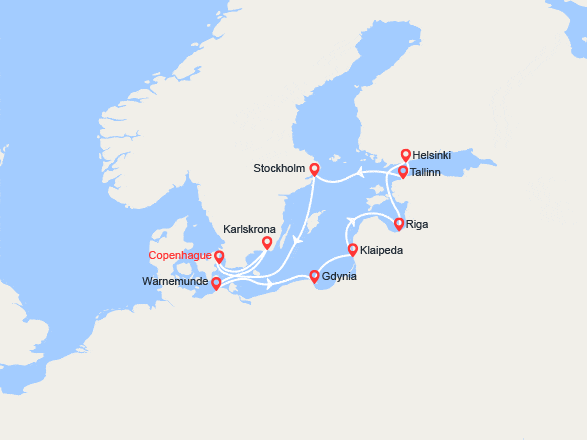 itinéraire croisière Baltique : Suède, Allemagne, Pologne, Lituanie, Lettonie, Finlande, Estonie