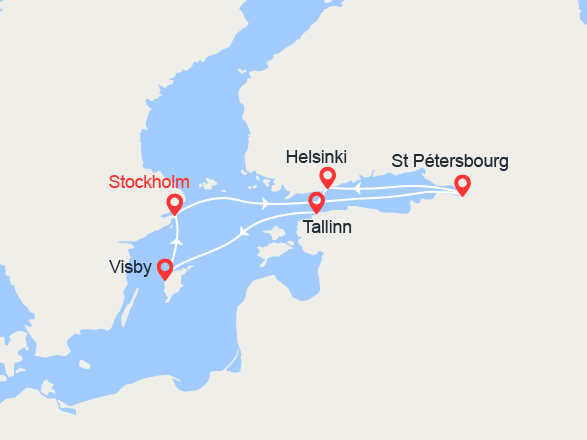 itinéraire croisière Baltique - Baltique : Suède, Danemark, Lettonie, Finlande, Estonie 