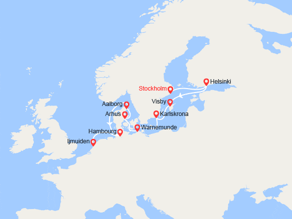 itin&eacute;raire croisi&egrave;re Europe du Nord : Suède, Finlande, Allemagne, Danemark, Pays-Bas 