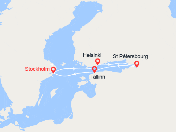 itinéraire croisière Baltique : Suède, Finlande, Russie, Estonie
