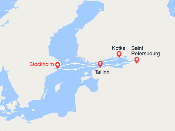 itinéraire croisière Baltique : Suède, Finlande, Russie, Estonie