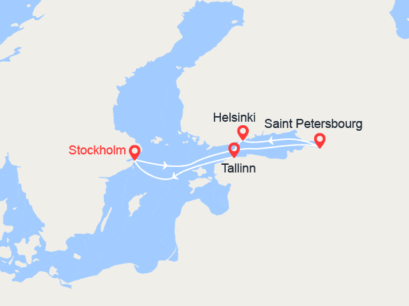 itinéraire croisière Baltique : Suède, Russie, Finlande, Estonie