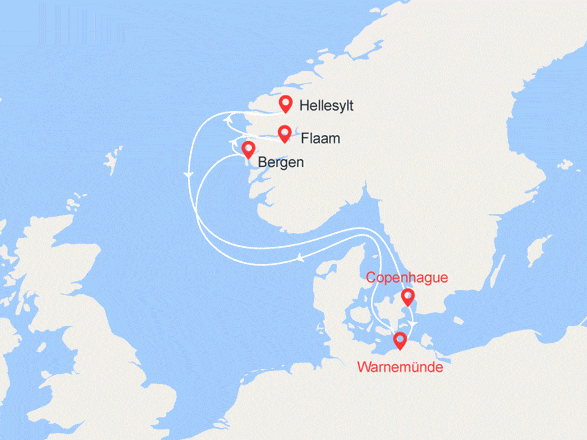 itinéraire croisière Fjords : Sur la route des Vikings : Norvège, Danemark, Allemagne