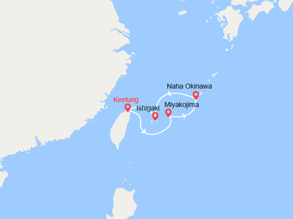 itinéraire croisière Asie : Taïwan, Japon: Miyako, Naha, Ishigaki