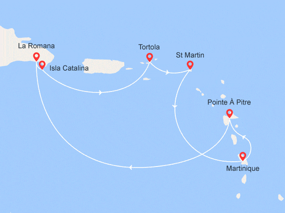 itinéraire croisière Caraïbes et Antilles : TARIFS EXCLUSIFS ! Antilles, République Dominicaine et Iles Vierges