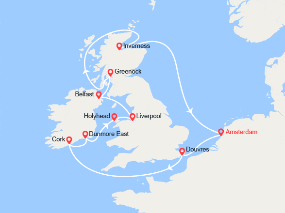 itinéraire croisière Iles Britanniques : Terres celtiques : Angleterre, Irlande, Pays de Galles, Écosse